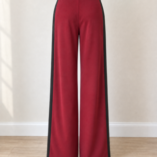 Long Tall Sally Womens Wide Leg UK 18 TALL 34" Leg Burgundy Side Stripe Joggers